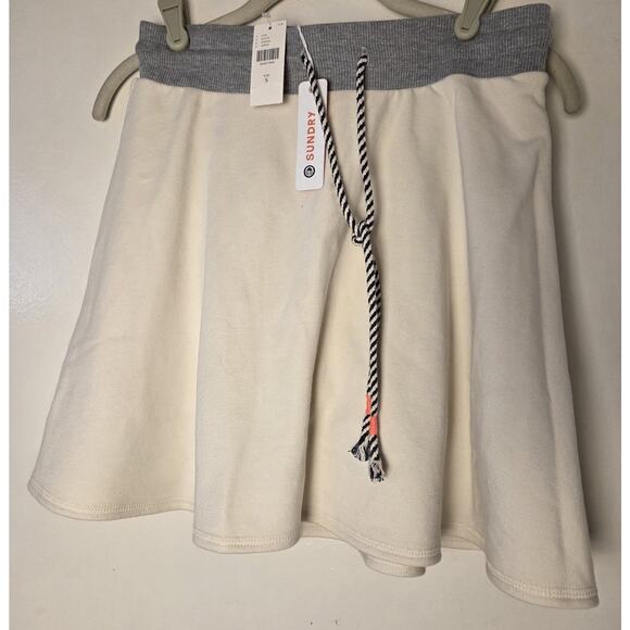 Sundry Women's S Flared Mini Skort Cream Gray Soft Cotton Modal Anthropology - Picture 1 of 11